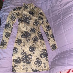 Mesh Snake print Bodycon Dress